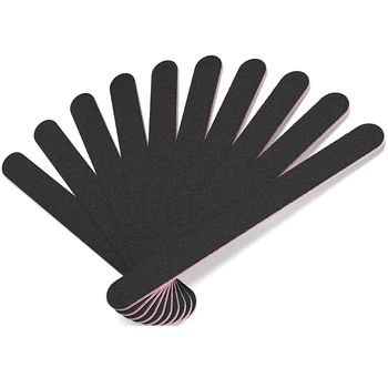 

50 PCS Double-Sided 100/180 Grit Nail File Sandpaper Black Manicure Pedicure Tool and Nail Buffer File