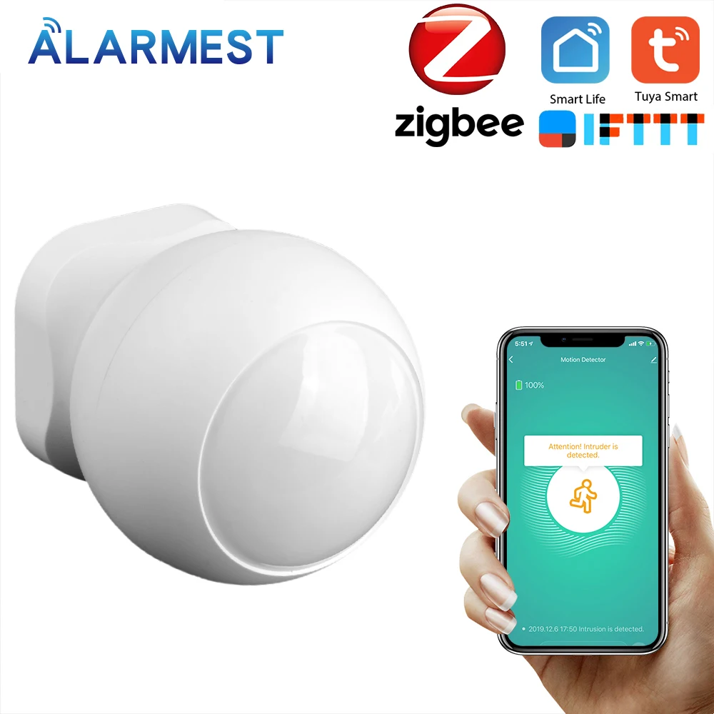 

ALARMEST Tuya Smart life Zigbee PIR Sensor Motion Sensor Smart Life APP Wireless connect with Gateway Power by Tuya