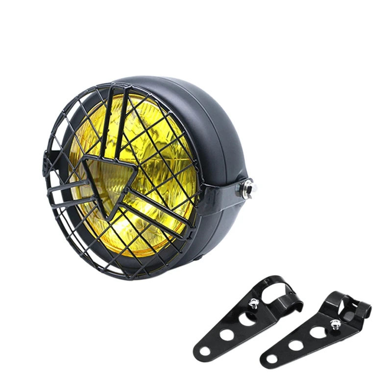 Universal Motorcycle Head Light Lamp Lampshade Grill Cover Retro Vintage Bracket Mask Mount Headlight for Harley Cafe Racer Bobb |