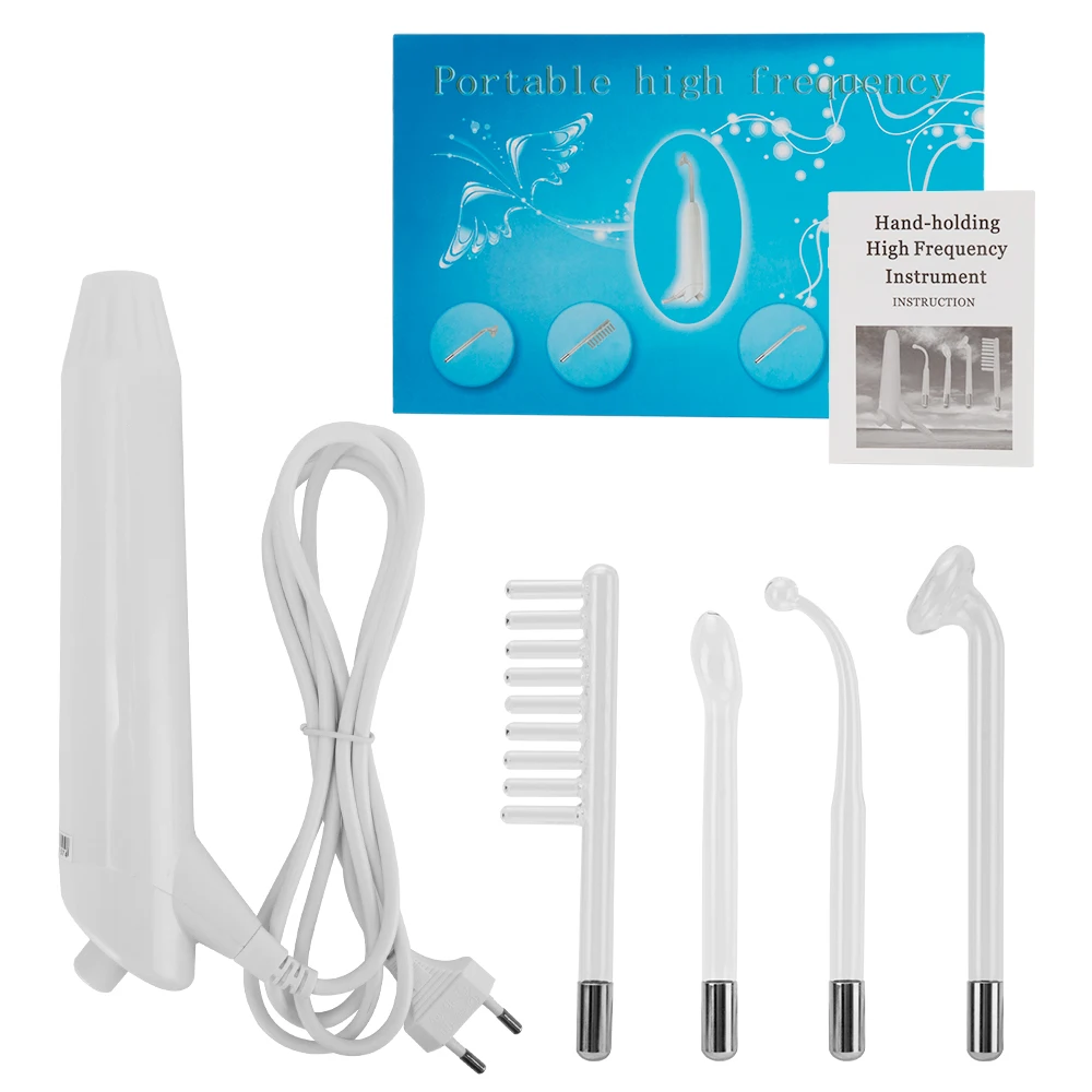 Electrode Glass Tube Violet Purple Light High Frequency Facial Machine Spot Acne Remover Skin Care Face Spa Wand Facial Massager
