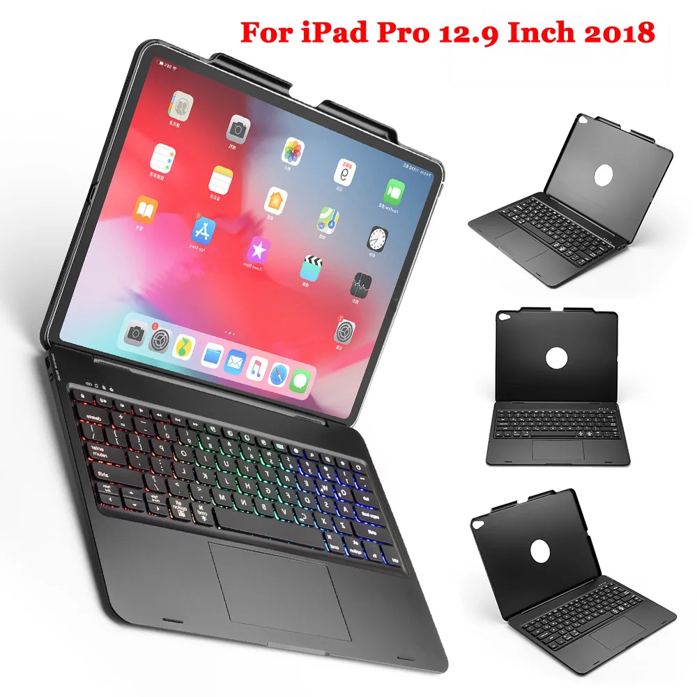 

For iPad Pro 12 9 Case 2018 Keyboard with Trackpad 7 Colors Backlit Pen Holder Tablet Bluetooth Keyboard Case For iPad Pro 12.9