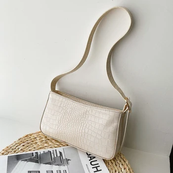 

Elegant Female Shoulder Bag Crocodile Pattern Small PU Leather Crossbody Bag for Women New Solid Color Ladies' Travel Flap Bags