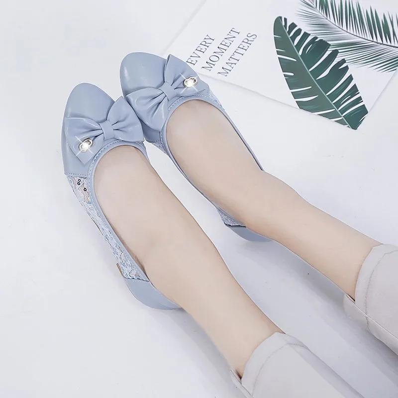New Spring Bow Knot Women Shoes Rhinestone Flats Leisure Ballerina Ladies Ballet hoes Breathable Slip On Crystal Casual Shoes