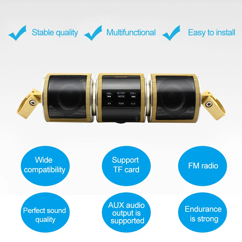 Мотоцикл MP3 музыкальный плеер BT водостойкий светодиодный Дисплей стерео Динамик
