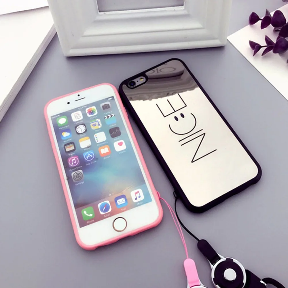 Противоударный легкий Ультратонкий чехол для телефона с зеркальной поверхностью и изображением улыбки, защитный чехол для iPhone