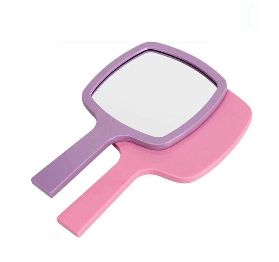 Фиолетовый Handheld Acrylic Mirror All-round Makeup Mirror Cosmetic Hand Held Mirror Magnifier Mirror For Ladies Beauty Dresser 4 colors - Цвет: Фиолетовый