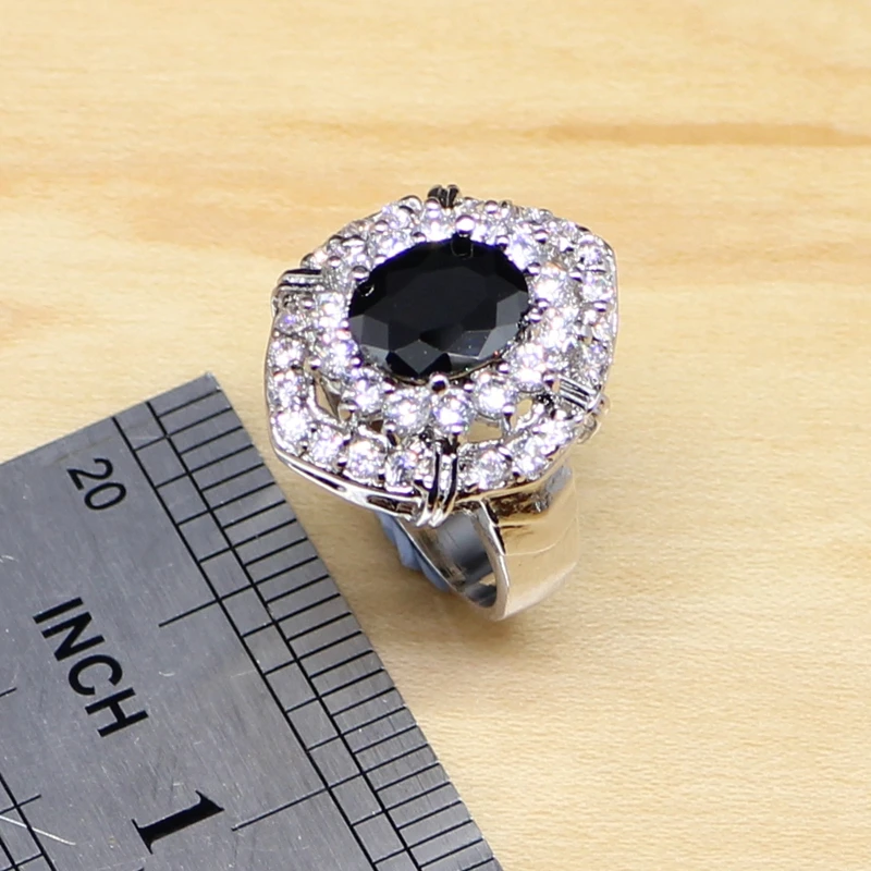 Комплект из колье серёг и кольца серебра 925 пробы|jewelry set 925|zircon jewelry setjewelry sets |