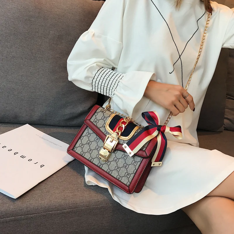 

Chain small square bag 2019 color matching ladies Joker slung women's bags bags handbags women famous brands cross body bags