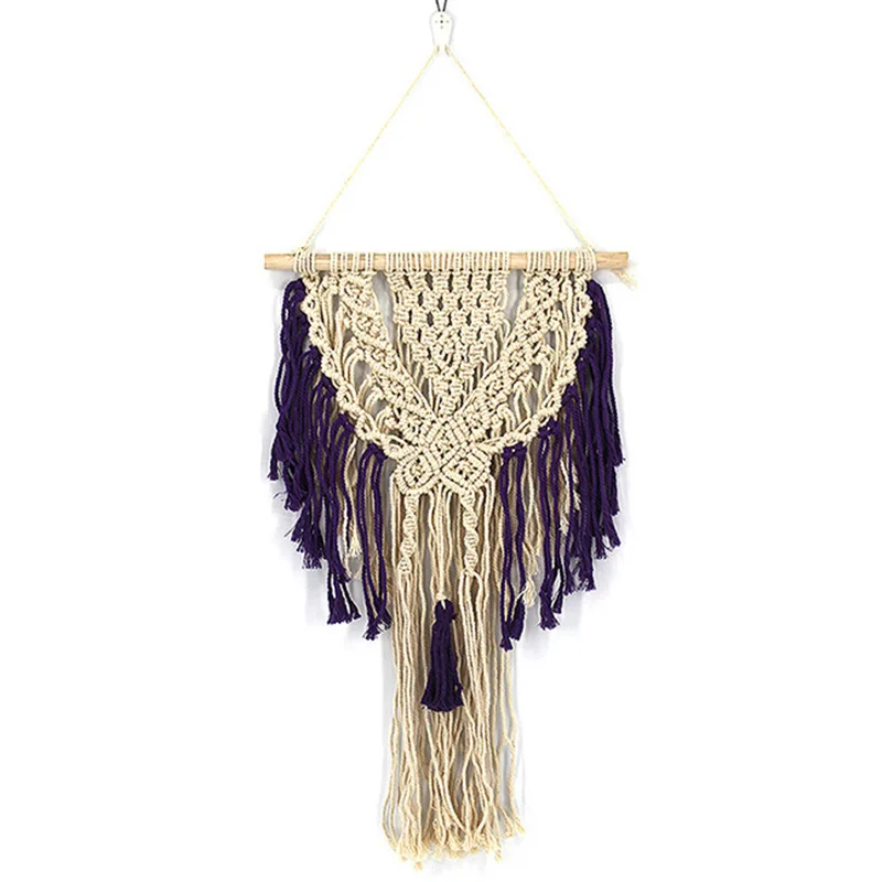 Из горного хрусталя, гобелен из макраме стене висит Boho Chic ткачество домашний геометрический художественный Декор красивая квартира декор комнаты в общежитии