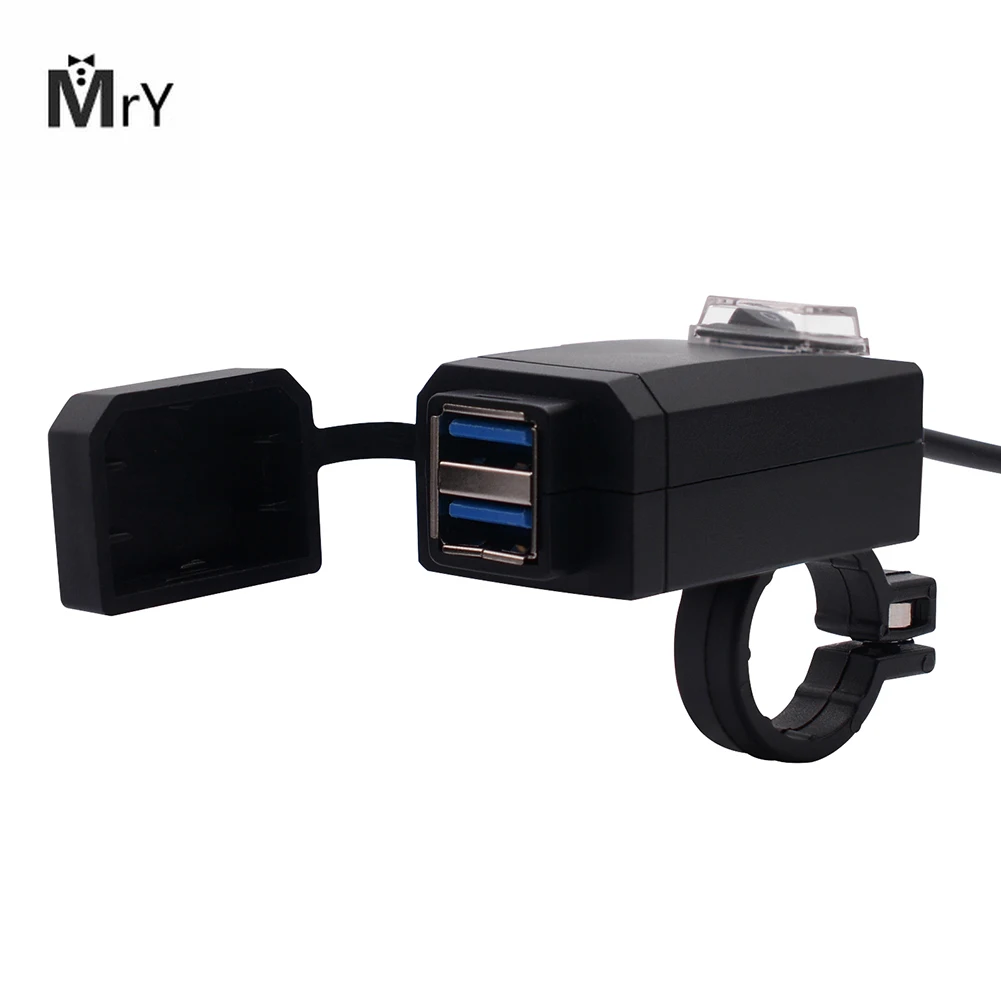 

Waterproof QC3.0 Motorcycle Dual Double USB Charger 12-24V Motorcycle LED Voltmeter Switch Fast charger Power Adapter Imars