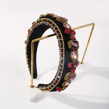 

Ladies Headband European American Retro Fashion Wide-brim Alloy Crystal Hairband Non-slip Color Rhinestone Girl Hairpin Headdres