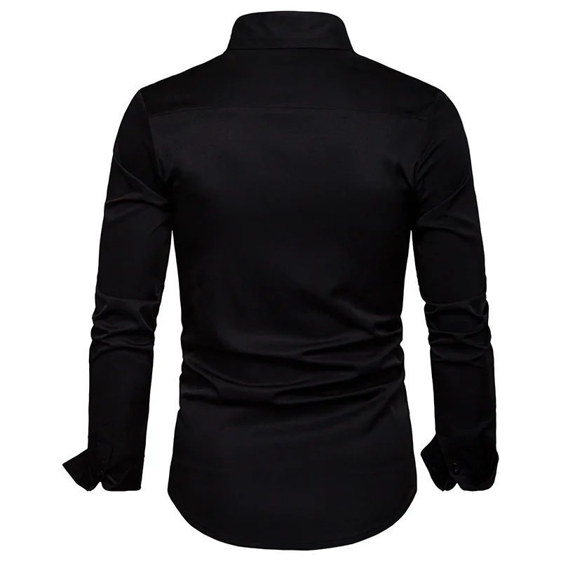 9 модный бренд Camisa Masculina рубашка с длинными рукавами Мужская однотонная приталенная дизайнерская официальная повседневная мужская рубашка Размер M-4XL