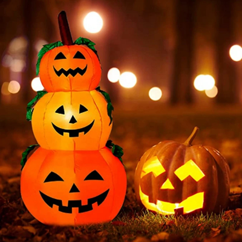 Calabazas inflables decorativas para Halloween, pila de calabaza, luces LED  para exteriores, para patio, porche delantero, césped, enchufe  estadounidense|Bolas decorativas| - AliExpress