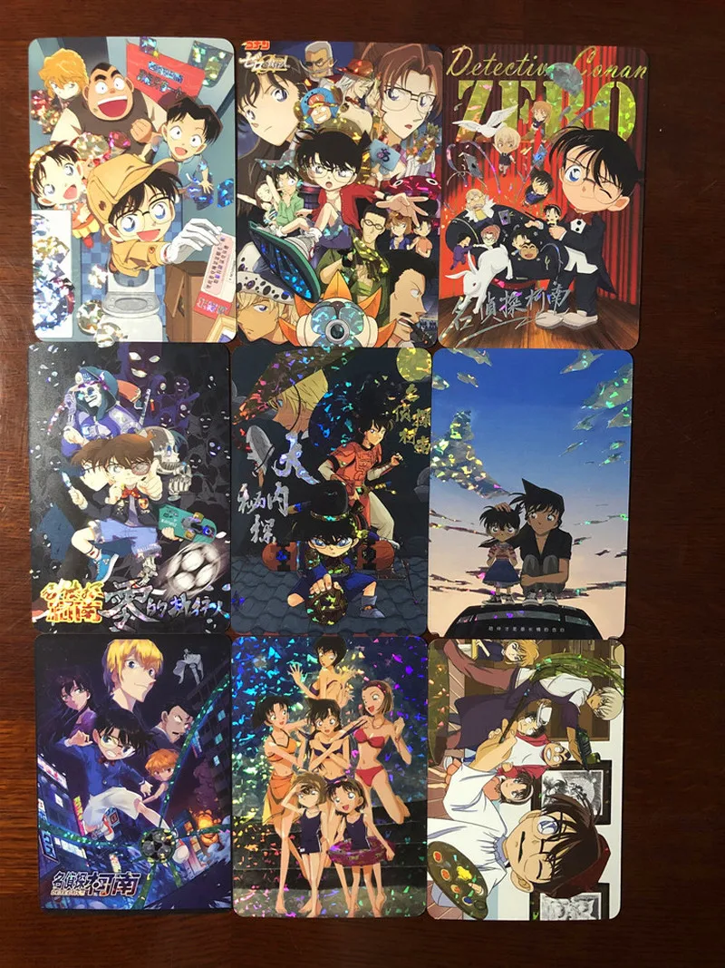 

9pcs/set Detective Conan Case Conan Edogawa Shinich Rachel Moore Toy Figures Commemorative Edition Collection Cards