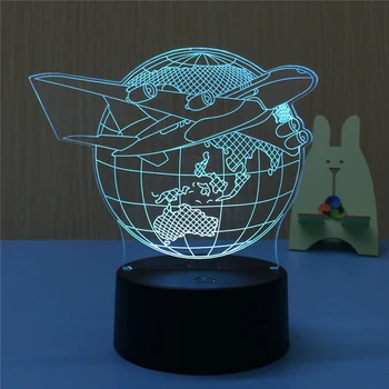 

Airplane Earth 3D LED Lamp Night Light USB LED Illusion Atmosphere Vision Table Lamp for Children Bedroom Decor Novelty Gift