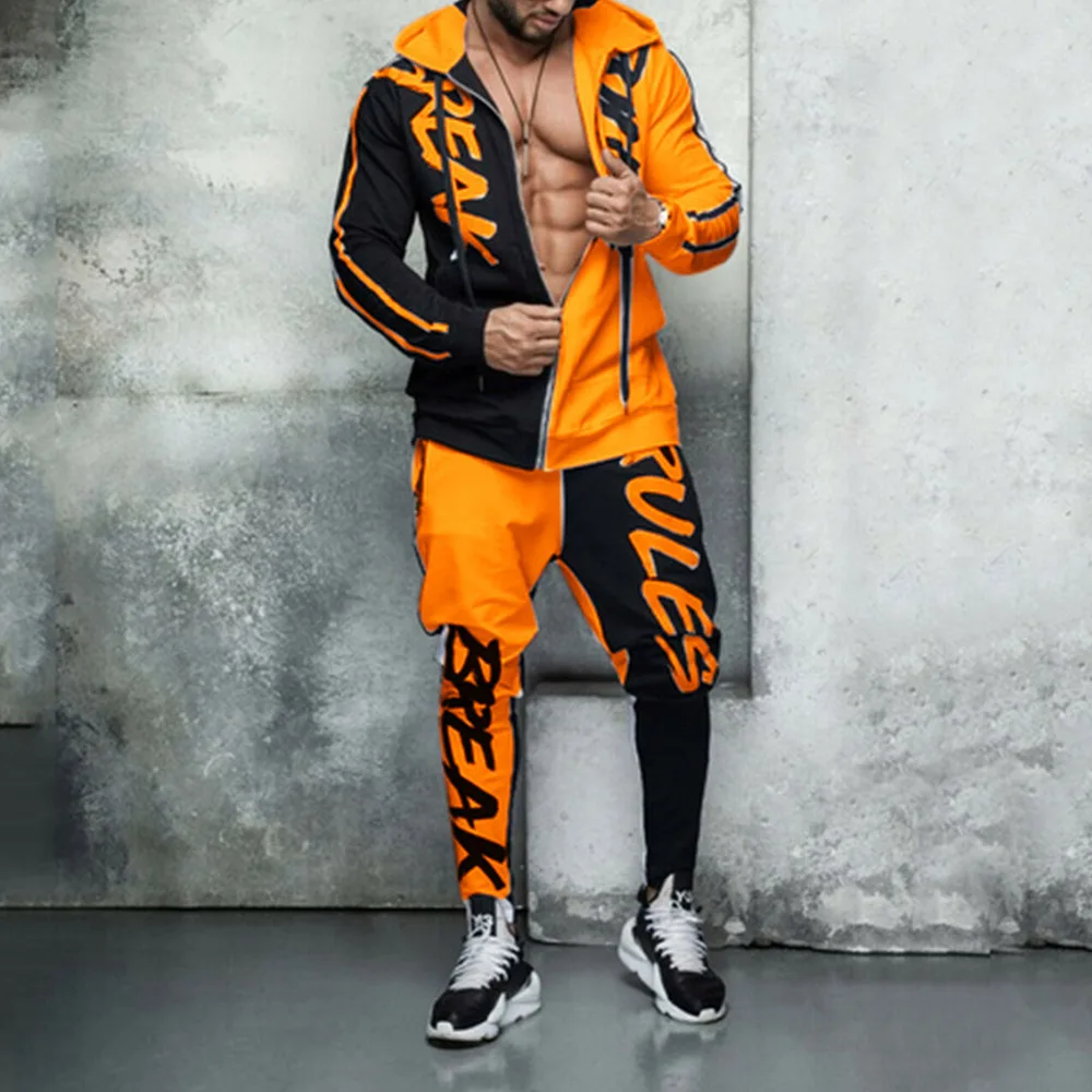 Хип-хоп, Ropa Hombre, комплект, тонкий, Повседневный, Спортивный костюм для мужчин, на молнии, куртка+ брюки-карандаш, 2 предмета, Мужская одежда, уличная одежда, спортивные мужские комплекты