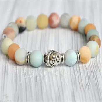 

8mm Matte Amazonite Stone Beads Handmade Mala Bracelet Spiritua Spirituality Yoga Religious Wristband Prayer