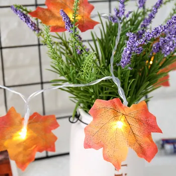 

1/3/4M 10/20/40Leds LED Light String Maple Leaves Fairy Garland String Lights Battery Operated Halloween Christmas Tree Decor