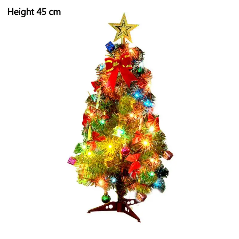 Мини Рождественская елка светодиодный искусственная Рождественская елка Oval и сосновая шишка небольшие фруктовые звезда орнамент гирлянды светильник рождественские украшения - Цвет: 45CM