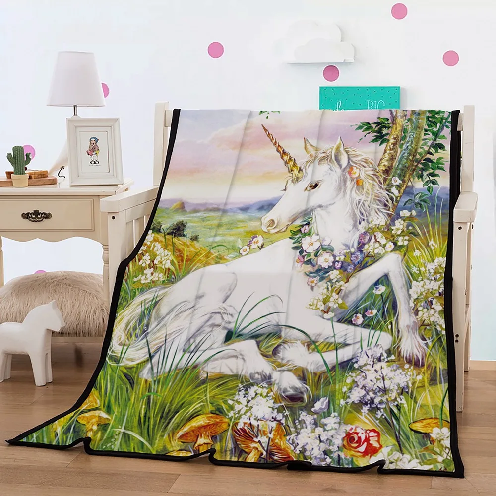 

European Modern Throw Blanket Sofa Unicorn 3D Series for Sofa Bed Hanging Tapestry 3D Cartoon Unicorn Blanket Free Shipping