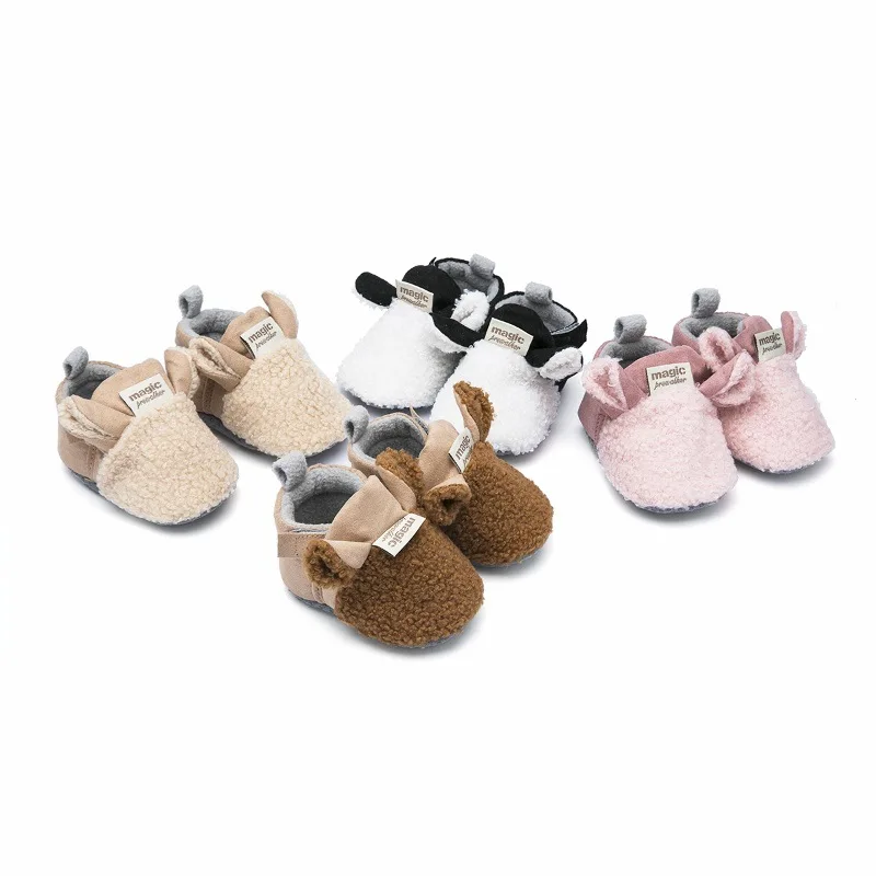 

2019 Brand New Toddler Newborn Baby Crawling Shoes Boy Girl Lamb Slippers Prewalker Trainers Fur Winter Animal Ears First Walker