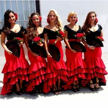 Красная спереди короткая сзади длинная юбка для женщин, вечерние юбки с оборками, плиссированная юбка jupe femme, юбка подружки невесты с черным краем