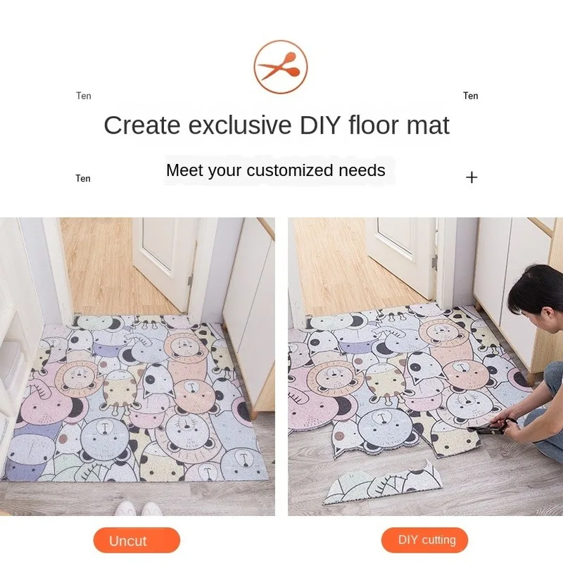PVC anti-fouling door mat ins home bathroom anti-skid mat can cut foot mat cartoon living room carpet kitchen floor carpet PVC anti-fouling door mat ins home bathroom anti-skid mat can cut foot mat cartoon living room carpet kitchen floor carpet