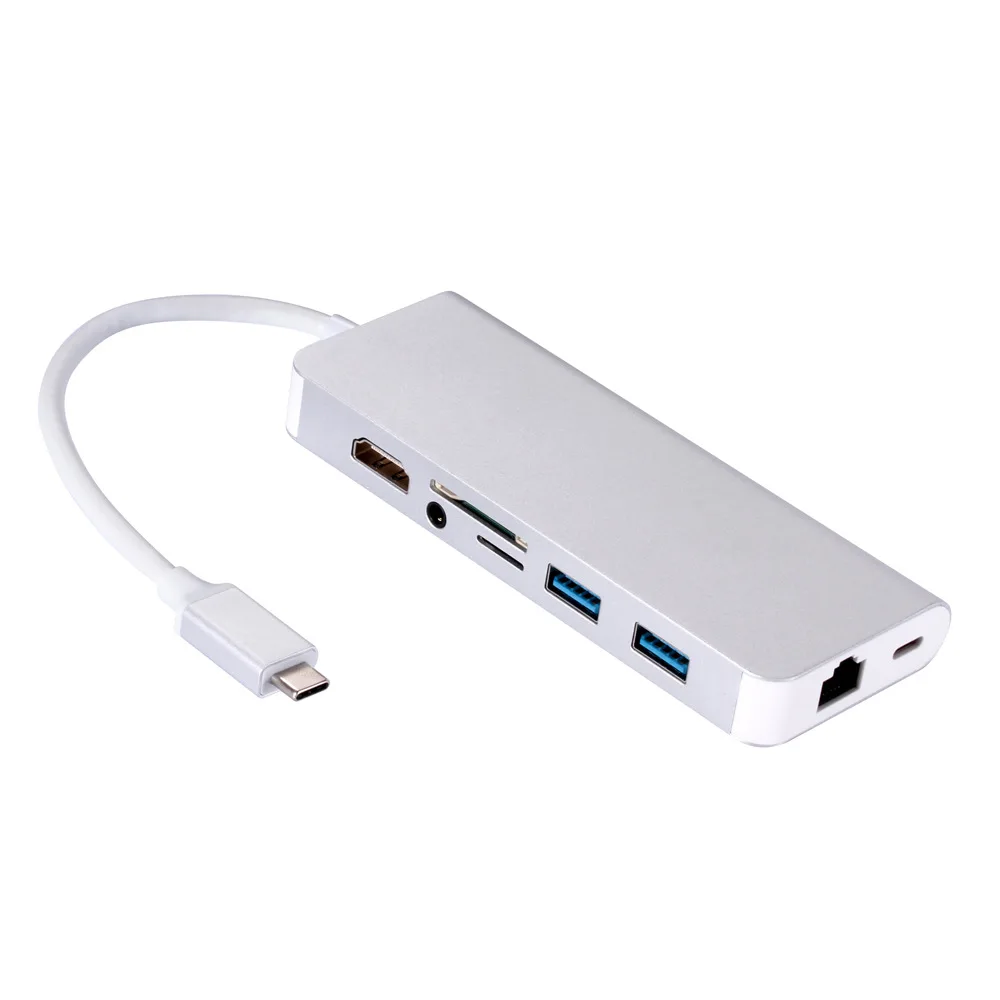 

Eight in One Type C to HDMI Multi-functional Adapter HDMI Gigabit Network Card PD All-in-One USB HUB