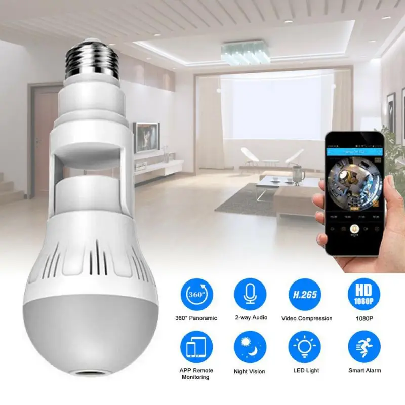 360° Panoramic Hidden Wifi Camera E27 Light Bulb HD 1080P Security IP Camera Ny3 Dimmable Timer Function Magic Bulb