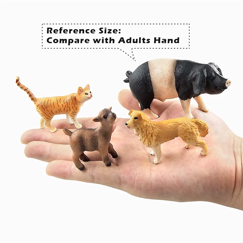 Cute Small Pig Cat Wolf Dog Rabbit Goat Sheep Duck Goose action figure farm toys plastic animal model Christmas Gift For Kids action figure