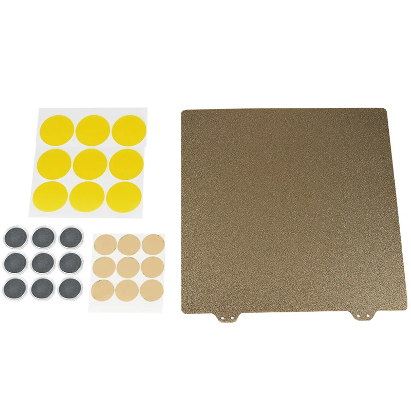 

3D Printer Hot Bed Gold Double Layer Texture Pei Powder 300Mm Steel Plate+6x Magnetic Block for Wanhao Fdm,Deskto 9,Anet E12 ,