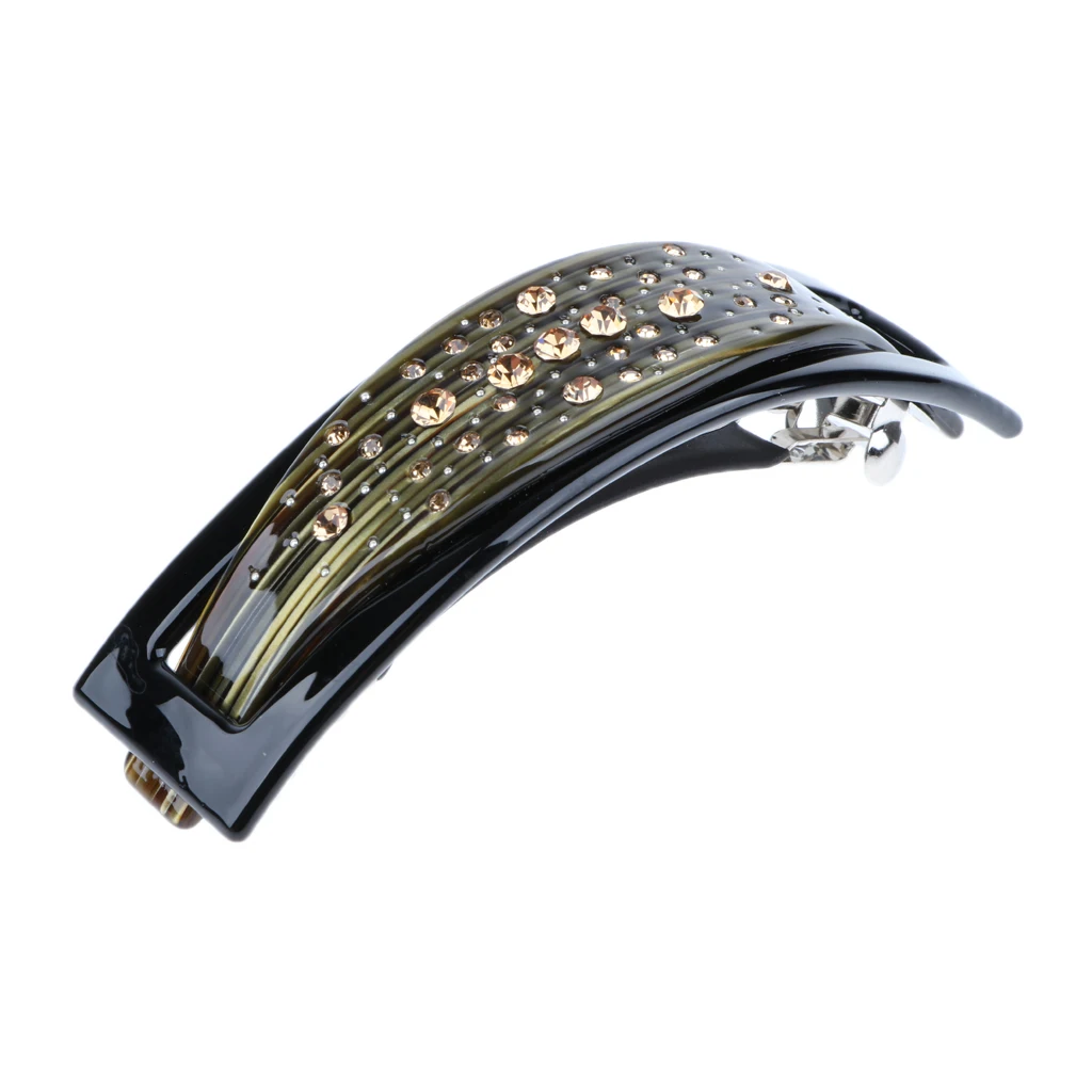 French Thick Hair Clips Barrette Fashion Hairpins Snap Trendy Handmade Acetate Rhinestones Barrette Automatic Hairpin Gifts