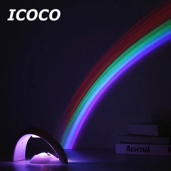 

ICOCO LED Colorful Rainbow Lamp LED Night Light Romantic Rainbow Projector Lamp Universal Projection Lamp Portable Home Decor