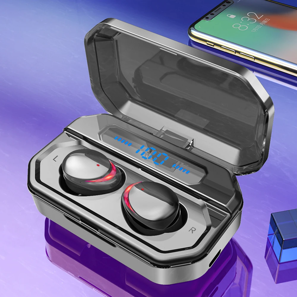 Наушники F8 TWS Bluetooth 5 0 беспроводные наушники 1500 мАч зарядное устройство дисплей