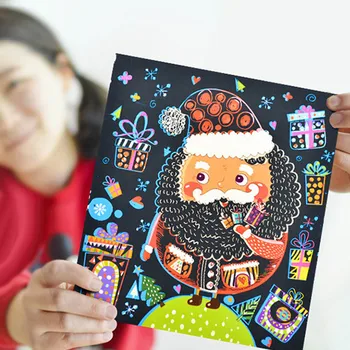 

Kids 6 Sheets Christmas Theme Rainbow Scratch Pictures Scraping Painting Cards Xmas Scraping Drawing Coloring Graffiti Toy