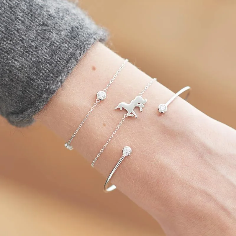

3 Pcs/Set Vintage Retro Unicorn Bracelets Sets Gold Silver Horse Crystal Opening Adjustable Cuff Bracelet Bangles Women Jewelry