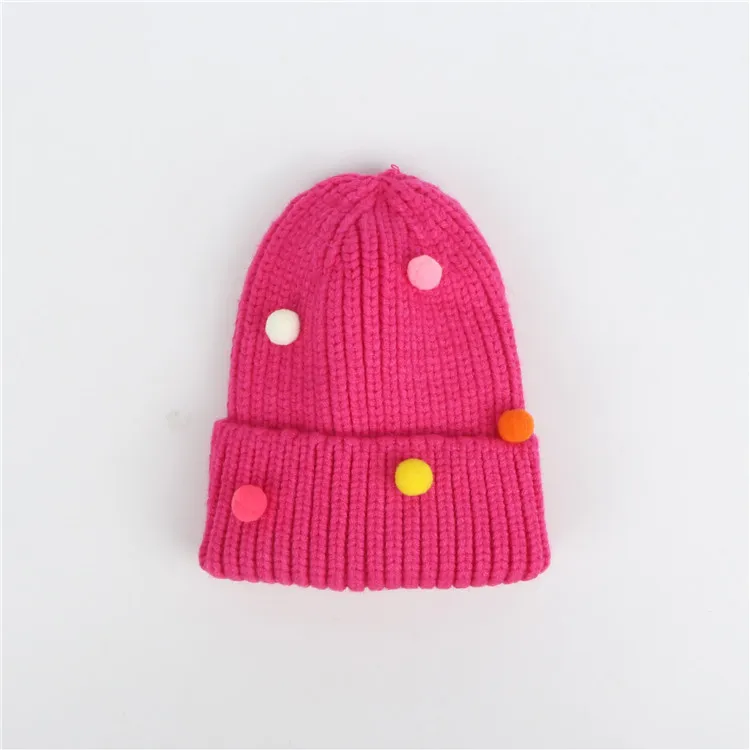Pompom Baby Hat Knitted Girls Winter Hat Crochet Kids Beanie Cap Baby Bonnet