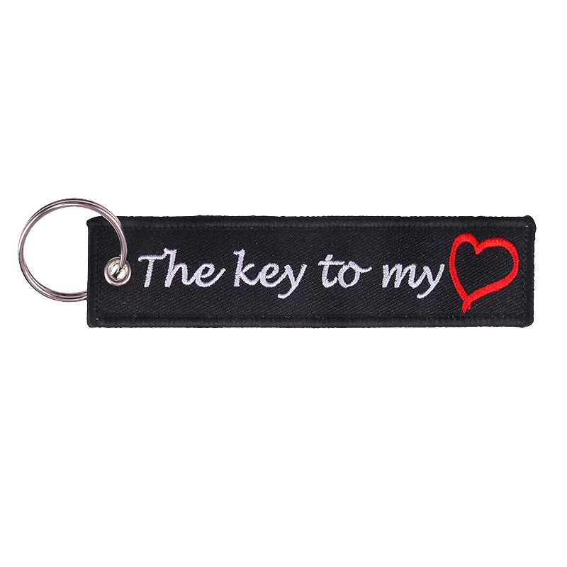 

The Key To My Heart Text Key Ring With Custom Embroidery For Motorcycle Keychain