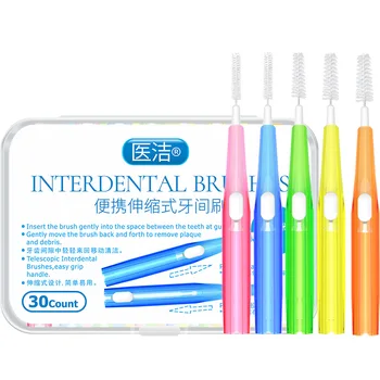 

0.6-1.5mm Interdental Brushes Health Care Tooth Push-Pull Escova Removes Food And Plaque Better Teeth Oral Hygiene Tool 30 Pcs