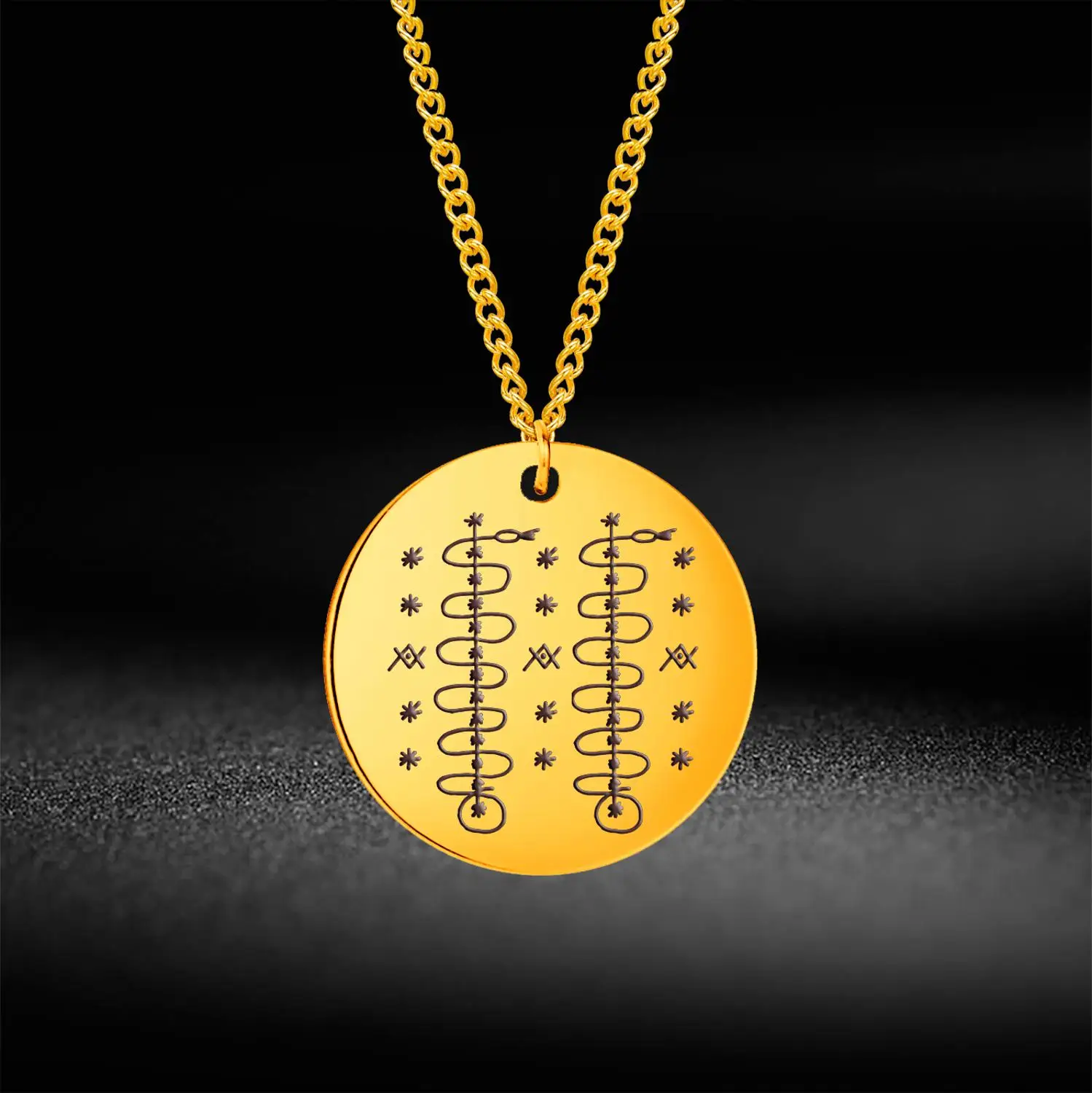 My Shape Voodoo Loa Damballah Wedo Pendant Necklace for Women Men Stainless Steel Necklaces Amulet Talisman Religious Jewelry | Украшения и