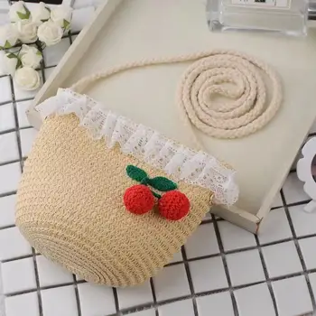 

Children's backpack summer new children's handmade straw bag girl diagonal bag cute baby mini coin purse