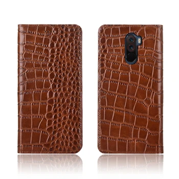 

Crocodile pattern genuine leather card slot holder case for Xiaomi POCOphone F1 flip case for Xiaomi CC9 holster cover case capa