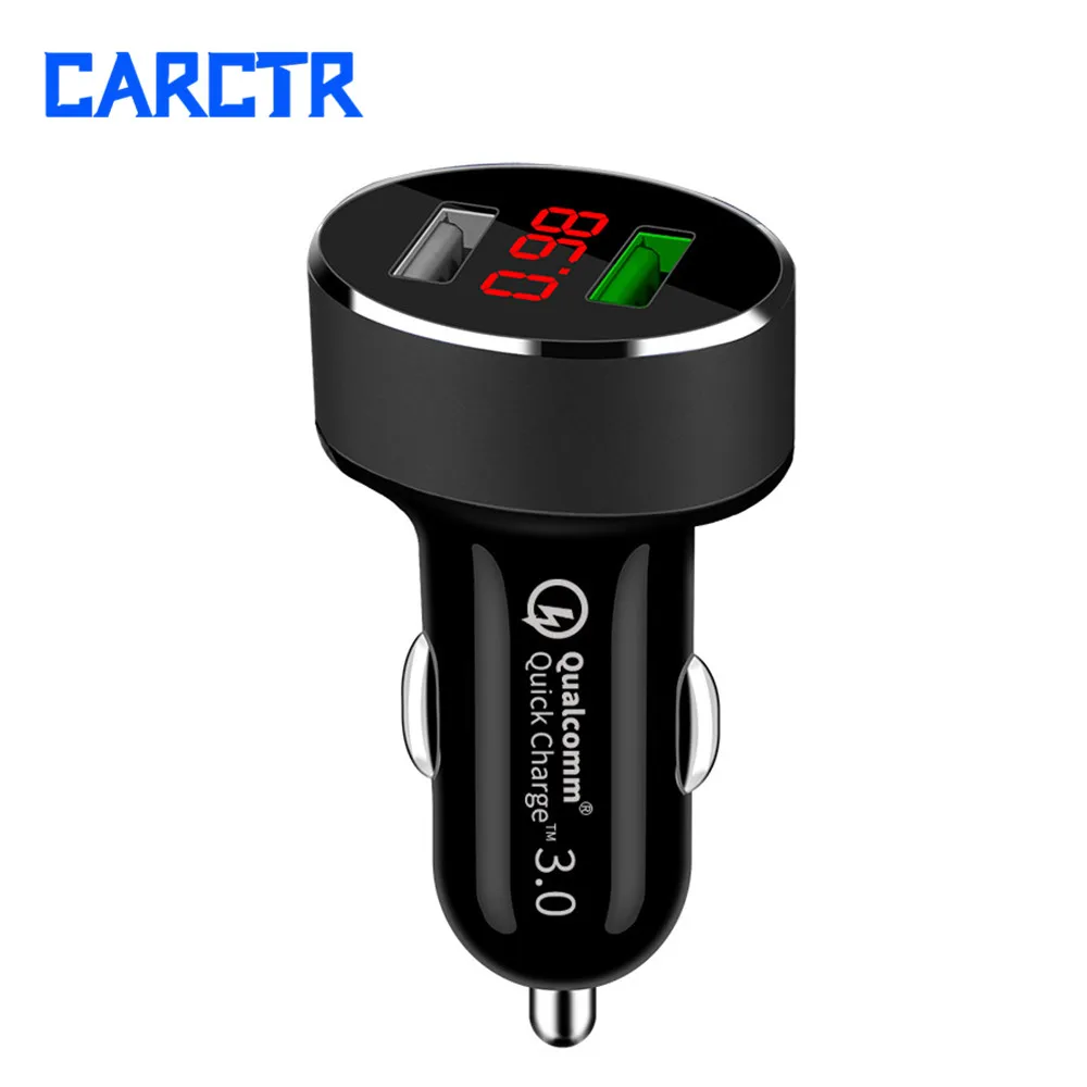 

2.4 A Aluminum ABS Car Charger Digital Display with LED Indicator Double USB Port Vehicle Charging Transmitter Receiver 12V