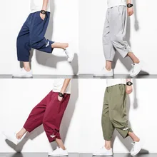 Японский стиль Харадзюку размера плюс мужские брюки журавль костюм самурая свободные японские Модные капри женские Блум брюки хаори Азиатский