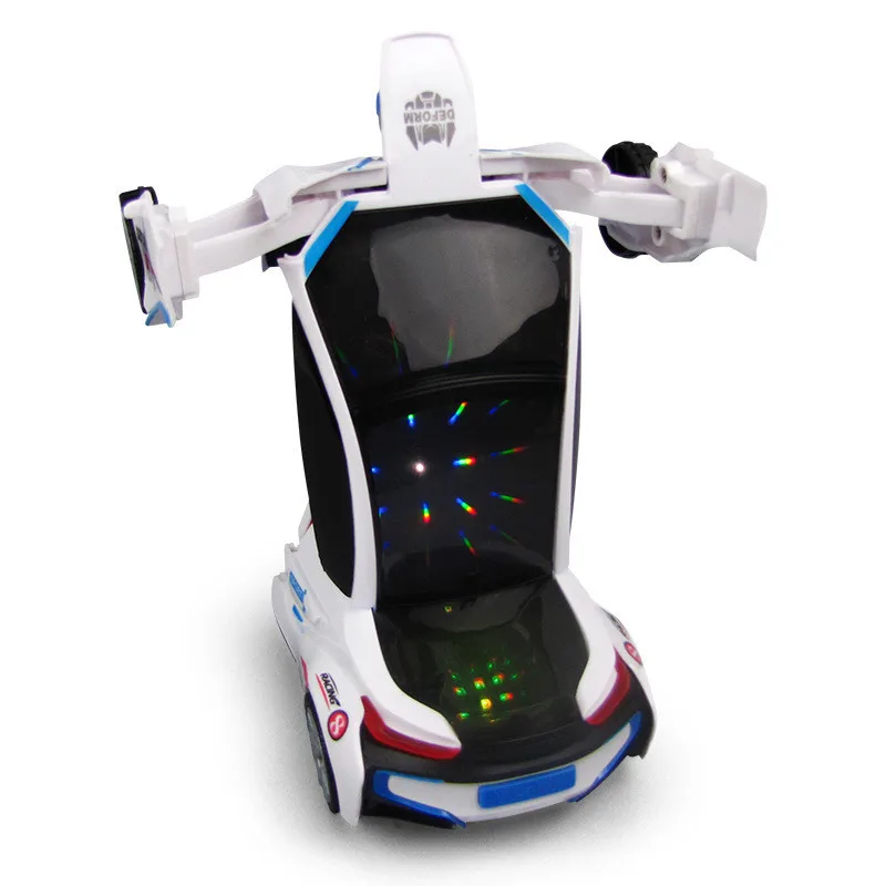 Goedkoop Kid Speelgoed Elektrisch Licht Muziek Vervorming Racing auto Transformatie Robot Voertuig Auto Kid Gift