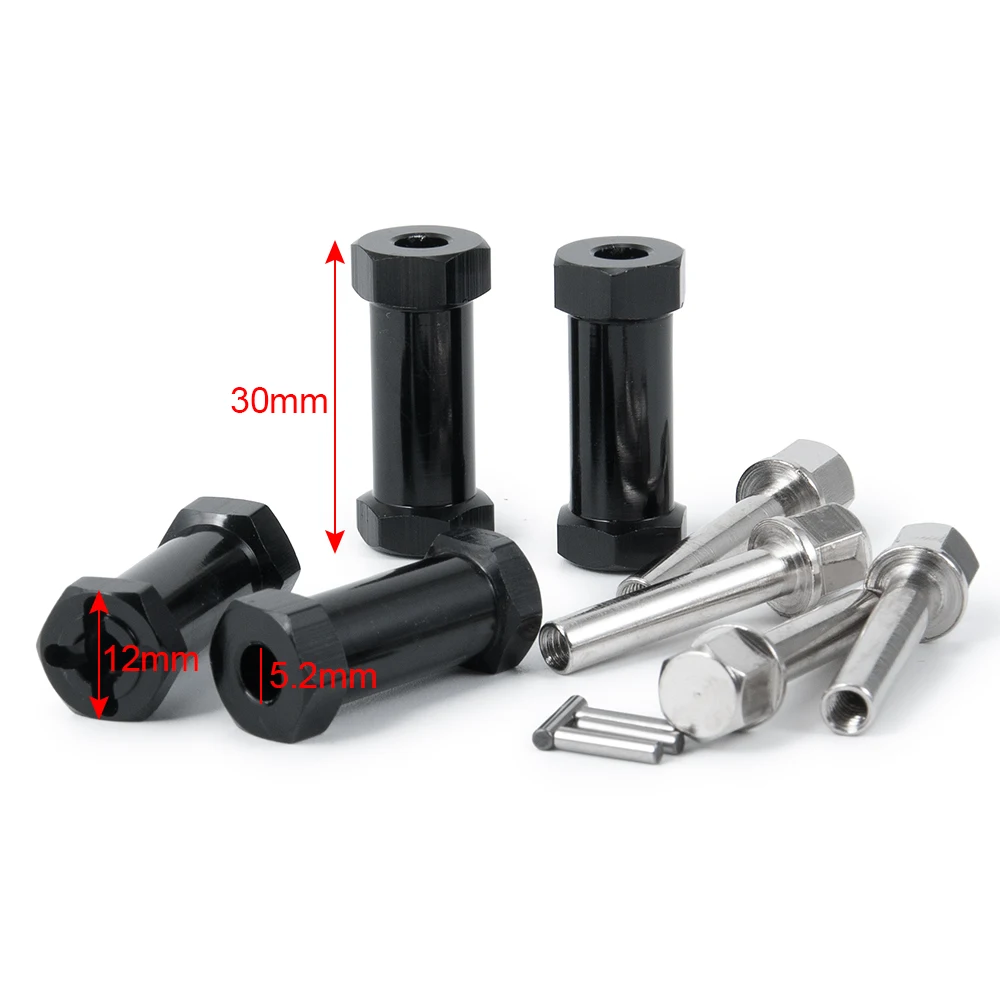 AXSPEED 4 stücke Aluminium 12mm Hex Rad Hub Stick Adapter 15/20/25/30mm Verlängerung combiner Koppler für 1/10 RC Crawler Auto Lkw – Detail 18
