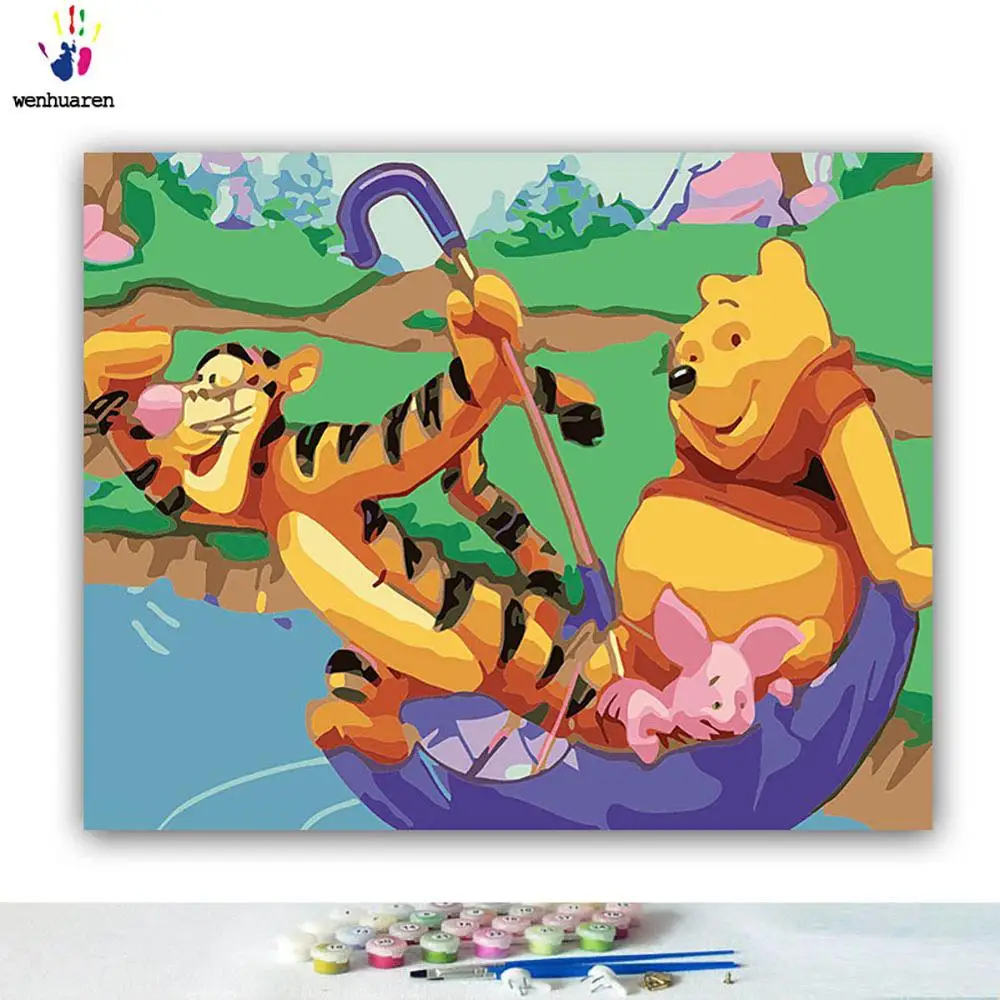 DIY colorings pictures by numbers with colors Winnie the Pooh cartoon picture drawing painting by numbers framed - Цвет: 21195