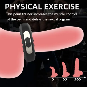 Silicone Cock Ring Sex Toys for Men Vibrating Penis Ring USB Rechargeable Delay Ejaculation Penis Erection Ring Penis Vibrator 5