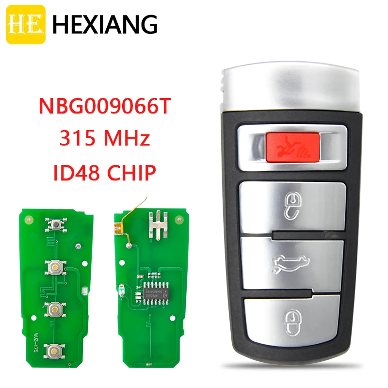 HEXIANG Car Remote Key For Volkswagen VW Passat 2006-2013  CC 315MHz With ID48 Chip FCCID NBG009066T