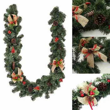 

1.8M Christmas Decoration Bar Tops Ribbon Garland Xmas Tree Ornaments PVC Green Tree Cane Tinsel Party New Year Supplies